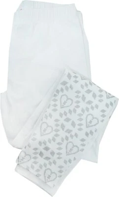 Epic Threads Girl Metallic heart Print Leggings  Ivory Large  56-61"  74-100lbs - Image 1 of 3