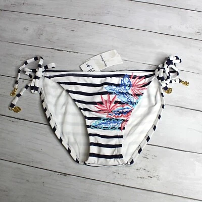 Женские бикини на струнах Tommy Bahama плавательные низы размер S белые темно-розовые тропические - Изображение 1 из 4