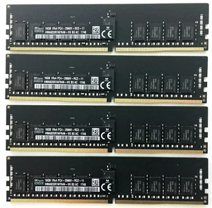 SK Hynix 64GB 4x16GB RAM Memory Kit ECC DDR4 2666MHz PC4-21300 PC4-2666V joblot - Picture 1 of 1