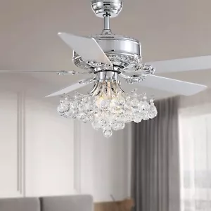 Moooni 52" Elegant Ceiling Fan Light with Remote Raindrops Crystal Chandelier... - Picture 1 of 8