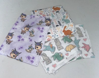 Stoffpaket Reststücke Jersey 95 % Baumwolle 5% Elasthan Hasenstoff , lila Reh  - Bild 1 von 4