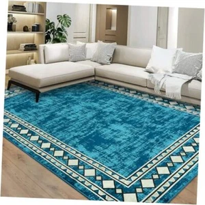 GAOMON 8x10 Area Rug Modern Bordered Machine Washable Area Rug 8 x 10 Feet Teal - Picture 1 of 8
