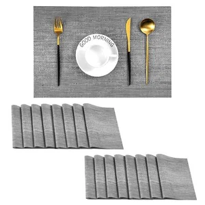 Grey Placemats Heat Resistant Non-Slip Place mats for Dining Table Washable D... - Picture 1 of 9