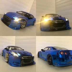 1/10 SCALE Custom Painted RC DRIFT CAR NISSAN SKYLINE GTR 4WD RTR BLUE - Picture 1 of 4