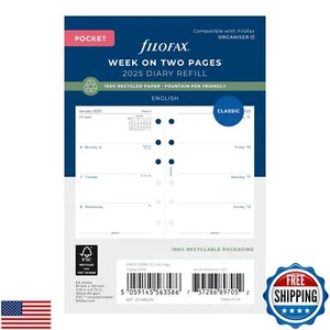 Filofax Kalender Tagebuch Nachfüller, Taschenformat, Woche-zu-Ansicht, weißes Papier, unregelmäßig - Bild 1 von 5