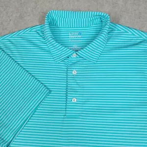 Croft Barrow Performance Polo Shirt Mens Large Blue Striped Short Sleeve Stretch - Picture 1 of 7