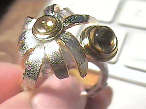 STERLING SILVER 925 palm citrine artisanal handmade bamboo elegant nice - Picture 1 of 6