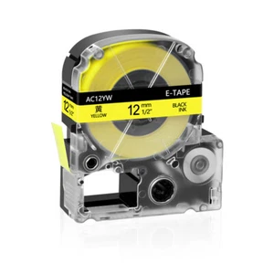1PK Fits EPSON K-Sun 212BY 212BYPX 12mm Tape Black on Yellow Label 0.47" - Picture 1 of 5