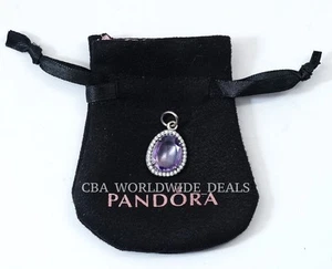Authentic Pandora Glamorous Legacy Purple Amethyst & Clear CZ Pendant 390353AM - Picture 1 of 2