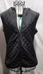 41 Hawthorn Stitch Fix Black Dulcie Quilted Sherpa Lined Hood Zipper Vest New - Picture 1 of 3