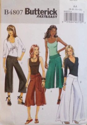 Butterick Sewing Pattern B4807 Misses Pants Pull-On Variations Sash Size 6-12 UC - Image 1 of 4