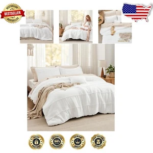 Elegant 3-Piece Twin Comforter Set: Pinch Pleat Down Alternative Bedding - Picture 1 of 10