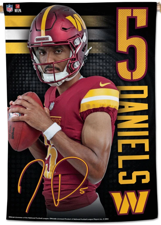 JAYDEN DANIELS BANNER DE PARED OFICIAL 28x40 NFL Commanders QB Washington Foto 1 de 1