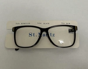 Vintage neu Romulus St Moritz schwarz Kunststoff Rx Brillengestell Harry Carey 54-18-140 - Bild 1 von 11