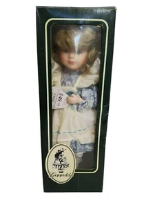 Vintage Geppeddo 14 Zoll blondhaarige Porzellanpuppe - Bild 1 von 3
