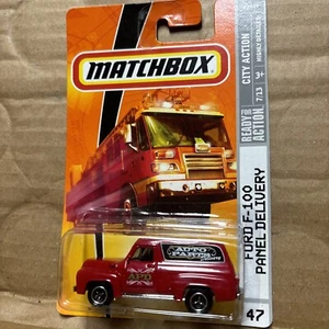 MATCHBOX-FORD F100 PANEL DELIVERY--RED-READY FOR ACTION #47--SEALED ON CARD-2008 - Picture 1 of 2