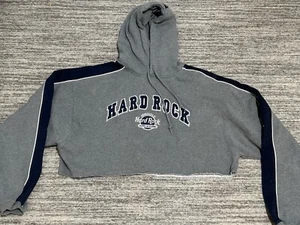 Hard Rock Cafe Sweatshirt Women's Large Gray Crop Top Paris Pullover Long Sleeve - Picture 1 of 9