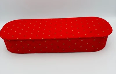 Guantera acolchada vintage Mid-Century roja y dorada 13,5" x 4,75" Foto 1 de 4