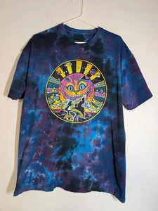 T-shirt blu liquido Alice nel paese delle meraviglie taglia XL blu viola tie-dye gatto Cheshire - Foto 1 di 6