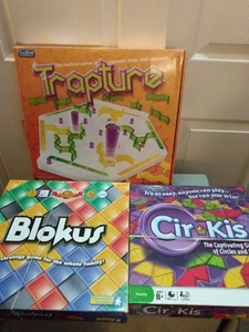 "XL" Blokus, Cir-Kis, Trapture - 3 Shape Strategy Tile Board Games 100% Complete - Picture 1 of 17