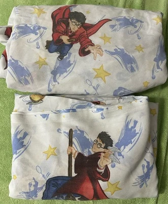 Harry Potter Twin Sheet Set Flat & Fitted Quidditch Vintage - Image 1 of 4