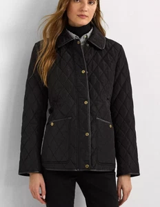 Ralph Lauren Damen Fleece gefütterte schwarze Steppjacke Mantel - Medium - Einzelhandel $ 195 - Bild 1 von 8