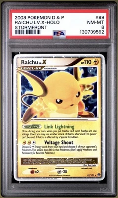 Pokemon Raichu Lv.X Stormfront Holo Ultra Rare #99 Graded PSA 8 - Image 1 of 2