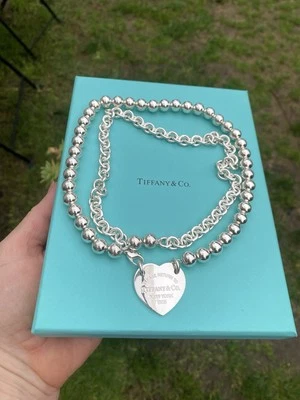 Collana Argento Tiffany e Co Cuore Heart Tag Argento Originale - Immagine 1 di 4