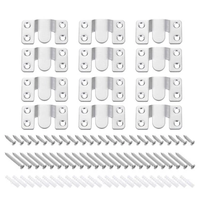 6 Pairs Flush Mount Bracket, 54x30mm Picture Hanger with Screw Anchors, Silver - Image 1 of 4