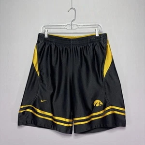 VTG Nike Team Iowa Hawkeyes Basketball Shorts - Black Yellow - Lined - LARGE - Picture 1 of 5