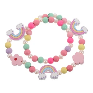 2pcs farbenfrohe Perlen Armbänder Halskette für Kinder handgefertigtes DIY - Picture 1 of 12