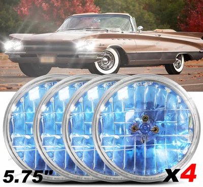 Juego de 4 faros de haz alto/bajo punto para Buick Electra Wildcat 5,75" 5-3/4" pulgadas Foto 1 de 4