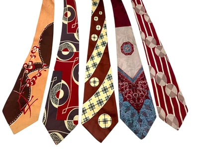 Lote de 5 corbatas vintage para hombre de la década de 1940 | Corbatas novedosas Swing Era Silk Rayon MCM Foto 1 de 4