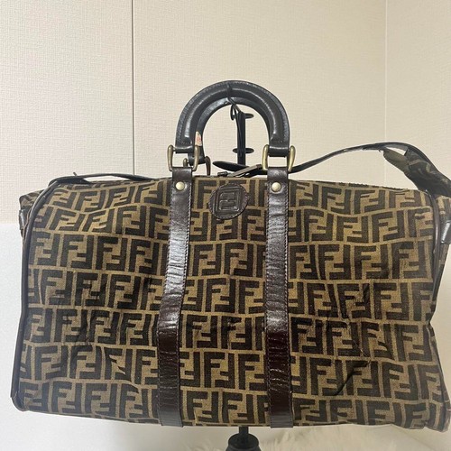 Borsa FENDI modello Zucca Boston logo FF marrone cachi vintage