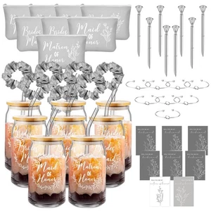 48 pezzi 8 set damigella d'onore proposta regali damigella d'onore regali doccia nuziale 16 oz... - Foto 1 di 7