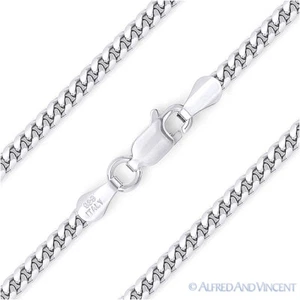 3,5 mm Miami Cuban Curb Eslabón Italia Plata Esterlina .925 con Collar de Cadena de Rodio - Imagen 1 de 2