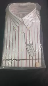 VTG ENRO Natural Blend Oxford White Pink Dress Shirt Long Sleeve Sz 32 (15) NOS - Picture 1 of 6