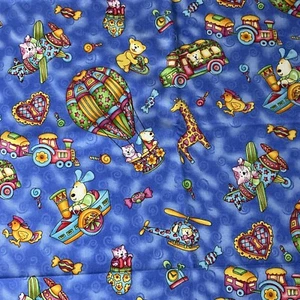 Fun Animals Boats Planes Childrens Cotton Fabric Cats Dogs 1 Yd 17" L x 44" W - Picture 1 of 12