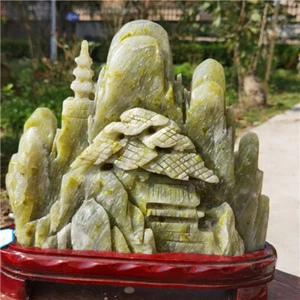 3930g Natural "Lantian jasper" carved Mountain Furnishing Article +stand  o376 - Picture 1 of 12