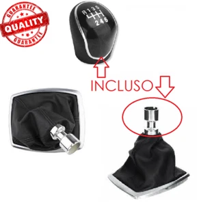 PER FORD KUGA 2008-2012 CUFFIA LEVA CAMBIO ECOPELLE + POMELLO NERO CORNICE CROMA - Imagen 1 de 1