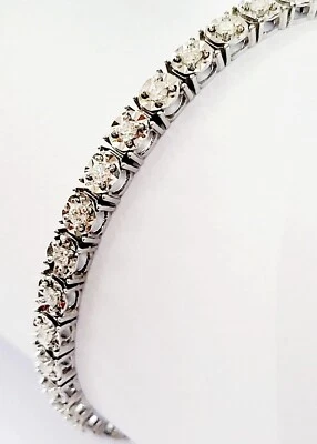 Bracciale tennis con diamanti ct in oro bianco 18 kt  750 certificato Gem Tech - Immagine 1 di 4