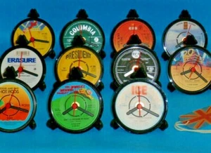 Vinyl Record DESK CLOCKS made from Upcycled Vinyl Record Singles LIST E Size 4" - Picture 1 of 149
