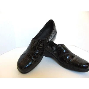 Clark biegsame schwarze Leder-Loafer Slipper Größe 8,5 BREITER Reißverschluss an der Seite.  - Bild 1 von 11