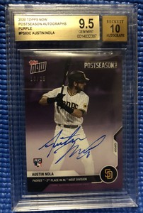 AUSTIN NOLA 2020 Topps Now MLB Postseason PURPLE RC AUTO # 18/25 Beckett 9.5