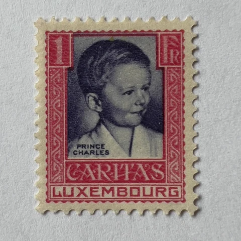 1930 LUXEMBOURG MINT MH 1FR STAMP #B42 SIGNED ON BACK PRINCE CHARLES SEMI-POSTAL Cover