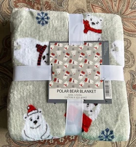 Holiday Plush Throw Blanket 50in x 60in Polar Bear Winter Warmer Blanket New - Picture 1 of 2
