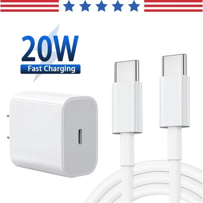 Carregador de parede rápido PD 20W cabo USB-C para USB-C para iPhone 15 16/Plus/Pro/Pro Max - Imagem 1 de 4