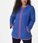 DENNIS by Dennis Basso Royal Blue Quilted Jacket with Contrast Piping Size M