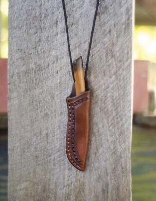 Leather Sheath For Straight Fixed Blade Knife Up To 8”Blade holster Neck String - Image 1 of 2