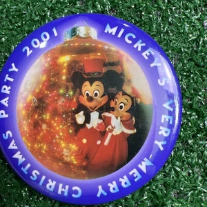 Mickey’s Very Merry Christmas Party Button Pinback Disney Parks 3” 2001 - Picture 1 of 5